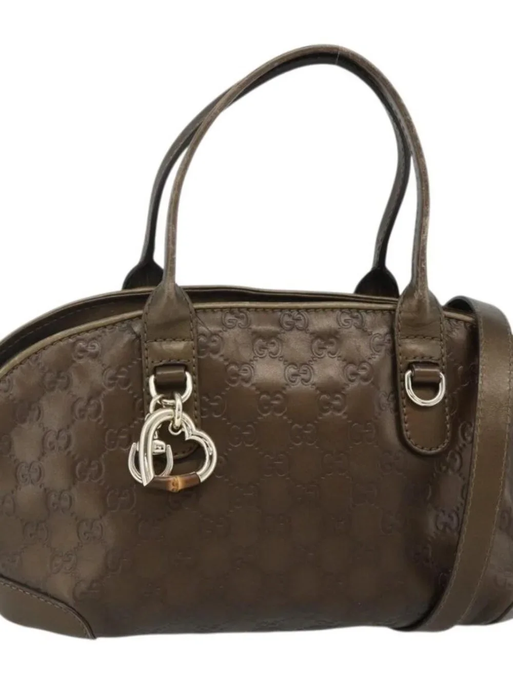 GUCCI GG Canvas Guccissima Hand Bag Leather 2way Brown Gold 269955 Auth mr2307